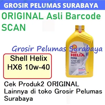 ORIGINAL Oli Mobil Bensin ORIGINAL Shell Helix HX6 10w-40 10W40 Scan barcode botol 1Liter 1 L