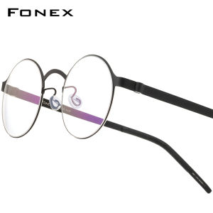 FONEX Alloy Glasses Men Brand Design Vintage Retro Round Screwless Eyewear Women Full-Rim Ultralight Korean Optical Eyeglasses 98626