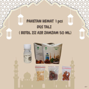 1 pcs paketan hemat DUS TALI untuk oleh oleh haji dan umroh ( botol isi air zam zam 50 ml )