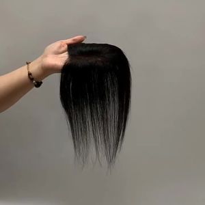 9*11-30cm 100% Human Hair Topper Black  Breathable Lightweight Hair Piece Cover White Hair Add Volume For Women