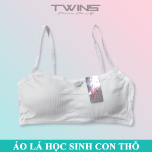 Áo lá học sinh cotton 2 dây kèm mút đệm hình con thỏ cho bé gái mới lớn dậy thì cấp 1 cấp 2 cấp 3 mềm mịn thoáng mát