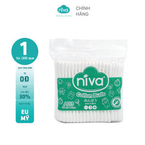 Tăm Bông Niva Túi 200 Que Thân Nhựa AZ3 Đa Năng Chuyên Dùng Ngoáy Tai Vệ Sinh Trang Điểm