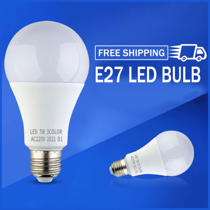 E27 LED Bulb Tri color Light Warm Light White Light Bulb Plastic