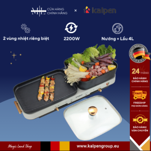 [SIÊU SALE MEGA 3.3] Bếp Lẩu Nướng Đa Năng Kalpen PP99 Công Suất 2200W 2 Vùng Nấu Độc Lập Có Thể Tháo Rời Chống Dính 5 Lớp Mỹ