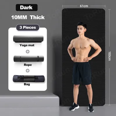 （Yoga Matt for Workout) Lock Edge Yoga Mat+Bag+Rope 12MM Excercise Mat Thicken Non Slip Fitness Mat