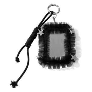 Gothic Kpops Photocard Holder with KeychainStar/Bows Lace Photo Sleeve ID Bank Credit Holder Protector Gifts