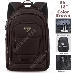 Tas Ransel Laptop Pria POLO SUPER KUNCI 18 INCHI NAVY Tas