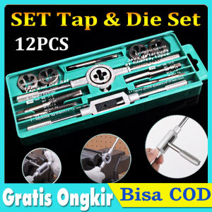 12 Pcs Hand tap and die set Alat Snai dan Tap Ulir Baut Senai Die Senei hand tap set kunci pas set Pro Mati M6-M12 Baut Mur Peralatan Tangan Logam Paduan