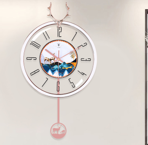 Creative Modern Decorative Swing Wall Clock Stylish Quartz Deer Head Silent Large Fashion Clocks for Home Living Room Office Bedroom