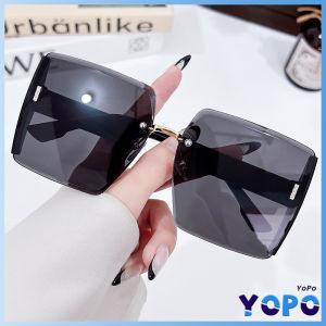 YoPo Square Sunglasses For Beach Frameless Sunglasses Retro Fashion