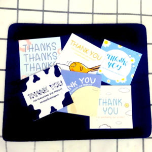 [แพค 20 ชิ้น เพียง 19.- ] การ์ดขอบคุณลูกค้า Thank you card ขอรีวิว 5 ดาว *ผิวกระดาษมีลวดลาย พิมพ์ผ้า ดูหรูหรา