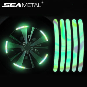 SEAMETAL 20Pcs/40Pcs Car Colorful Luminous Wheel Sticker Universal Decorative Strip Reflective Warning Stickers