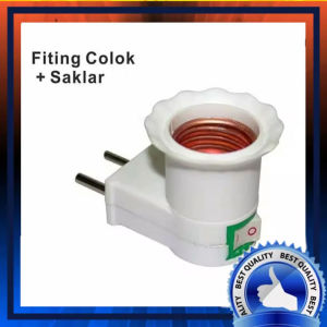 FITTING LAMPU COLOK ON OFF + SWITCH E27 LAMP HOLDER