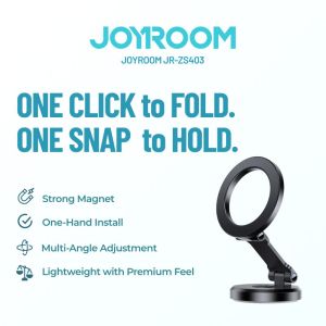 Joyroom ZS403 Foldable Magnetic Car Mount | Al-Alloy 270° Boleh Lipat | 360° Putar | Strong N52 Magnet | Dash & Console Mount