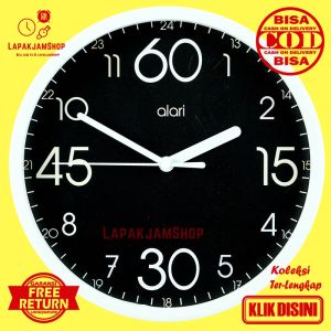 Jam Dinding Analog Minimalis Unik Alari AL7177 Black Hiasan Rumah Original BestSeller Besar