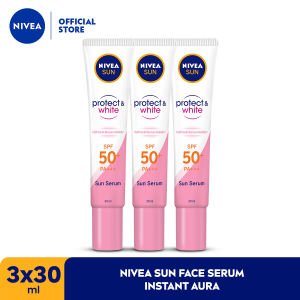 (PAKET HEMAT ISI 3) NIVEA SUN Sunscreen Face Serum Extra Protect Instant Aura SPF50+ PA+++ 30ml - Sunscreen wajah serum sunblock mencerahkan brightening tone up SPF UV lightweight tekstur ringan cepat meresap tidak lengket no whitecast - Licorice Extract