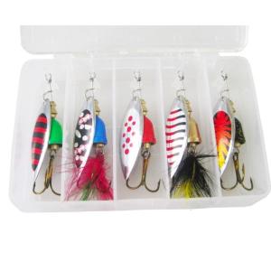 5Pcs Spoon Metal Hard Spinner Baits Fish Lures Spinner Swimbaits Colorful Sequins Lures Baits Treble Hook Fishhooks Set