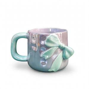 Damda Handmade 3D Ribbon Ceramic Mug Home Cafe Decor Unique Birthday Gift Idea
