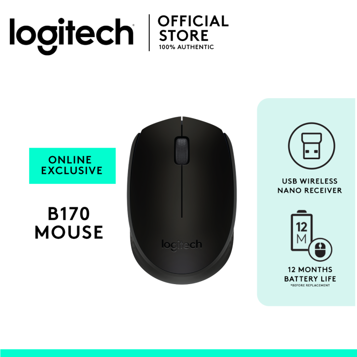 Logitech M170 Wireless Mouse, 2.4 GHz with USB Nano Receiver, Optical Tracking, 12-Months Battery Life, Ambidextrous, PC