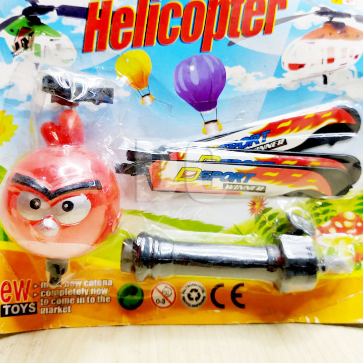 Blink Helicopter Angri Bird Mainan Helikopter Tarik Tali Terbang