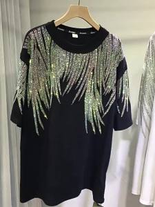 Áo thun oversized cho phụ nữ áo Harajuku Y2k có kim cương nặng áo mùa hè áo thun thời trang thường ngày áo ngắn tay