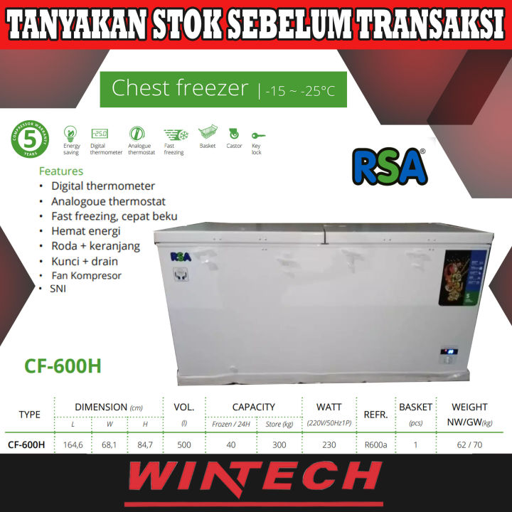 RSA CF-600-H CF600 CF-600H CF-600 CHEST FREEZER - FREEZER BOX -LEMARI ...