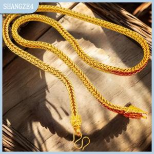 【SHANGZE4】 Hợp kim mạ vàng đầu rồng Fox đuôi Vòng cổ 6mm giả vàng cá nhân vuông Fox đuôi Vòng Cổ Chuỗi