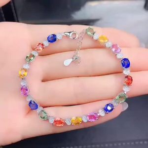 KJJEAXCMY Brand Boutique Jewelry 925 Sterling Silver Natural Color Sapphire Womens Bracelet17 Stones Anniversary Halloween Gift