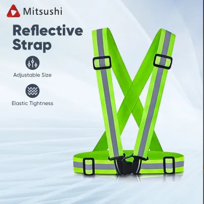 Mitsushi Adjustable Reflective Vest Widened Elastic Night Light Security Vest High Visible Jacket Traffic Fluorescent Color Shirt for Construction Running Biking Motorcycle