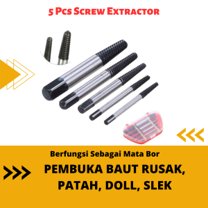 Alat Pembuka Baut Rusak Patah Doll Tap Balik Screw Extractor Mata Bor