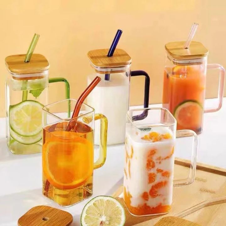 GUDAN Square Handle Microwave Juice Beer Milk Coffee Transparent