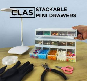 CLAS Stackable 5 Mini-Drawer Desk Organizer I Small Accessories I Screw I Medicine I Clips and Beads