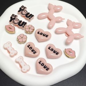 14Pcs Crocs Jibbitz Charms Pink Love 3D Balloon Dog Shoe Buckle Detachable Sweet Wind Shoe Decoration for Crocs