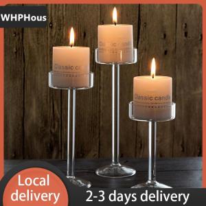 [COD] WHPHous Ship within 24 hours 1Pc Glass Candle Holders Set Tealight Candle Holder Home Decor Wedding Table Centerpieces Crystal Holder Dinner Table Setting