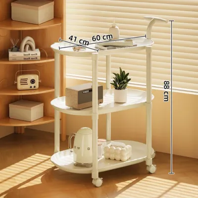 VOYUE White Side Cabinet Trolley 2/3 Layers ABS Side Table High Quality with Wheels Coffee Tea Table