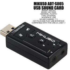 7.1 Channel Sound Audio USB Sound Card Adapter 3D Virtual 3.5mm Headphone Sound Card Converter for PC Desktop Notebook