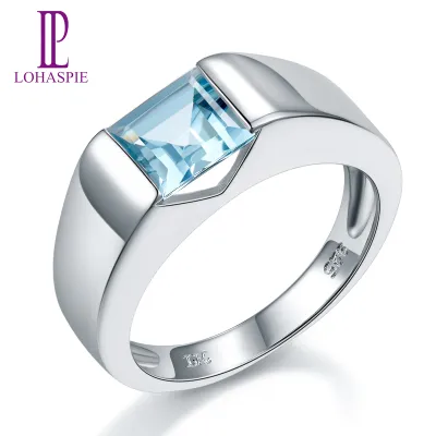 Nhẫn Đá Topaz Xanh Da Trời Tự Nhiên 925 Bạc Thật Quà Tặng Đính Hôn Phong Cách Hàn Quốc Cho Nữ