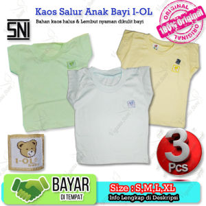 3Pcs Kaus Oblong Salur Bayi I-OL Berstandar SNI Usia 0-4 tahun Ukuran SMLXL-Vegasus Store(COD)