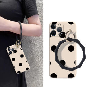 เคสโทรศัพท์สำหรับ VIVO V23E / V23 / V20 Pro / V15 / V15 Pro / V17 / V19 / V20 / V20 SE / V21 / S1 / S1 Pro Fresh And Polka Dot อารมณ์น่ารักปลอกนิ่มลายการ์ตูนปกป้องฝาครอบกล้องด้านหลังกันกระแทก + สายรัดข้อมือ