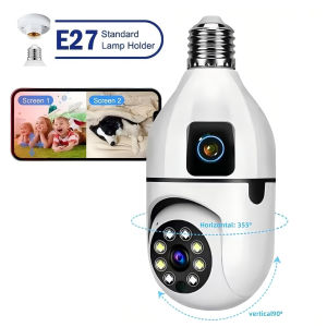 V380 Pro 8MP Dual Lens CCTV Camera no need internet IP Security CCTV Camera Wireless Wifi Connect Cellphone Bulb Camera Indoor Outdoor HD Night Vision 360 Auto Tracking Two-Way Audio Smart Mini Surveillance