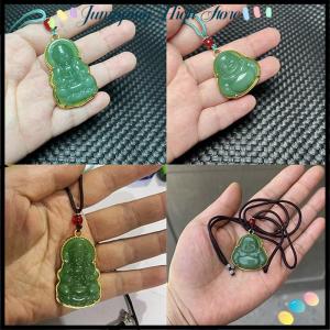 【Jumpping】 Green White Buddha Necklace For Women Exquisite Chinese Style Maitreya Buddah Necklace Pendant Female Amulet Hinduism Gifts