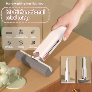 Mini Squeeze Mop Multifunctional Handheld Cleaning Mop Desk Window Glass Cleaner Household Kitchen Cleaning Mini Sponge Mop