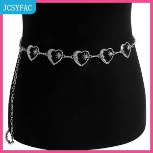 JCSYFAC Harajuku Punk Mặt Trăng Kim Loại Thắt Lưng Phụ Nữ Cổ Điển Punk Gothic Mặt Trăng Mặt Trời Cao Eo Chuỗi Thắt Lưng Mặt Dây Chuyền Thắt Lưng Nữ
