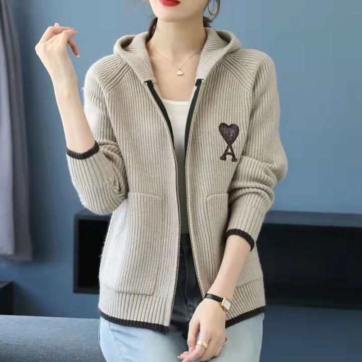 【Hàng có sẵn】 Áo Cardigan Có Mũ Nữ, Áo khoác ngoài mùa thu và mùa đông ...