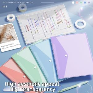 NOBLELYN 10 Pcs Clear A4 File Folders Plastic Large Capacity Document Bag Simple Design Storage Bag Snap Button Closure File Folders Office Home Organization
