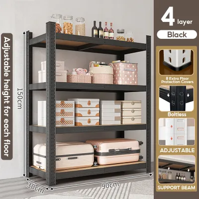XUXU 6 Tier Boltless Rack Rak Besi Serbaguna Bertingkat Warehouse Store Home Metal Kitchen Rack Office Shelf Detachable High Loadbearing Shelf