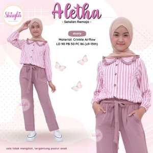 PROMO COD Setelan Kemeja Lengan Panjang Dan Celana Panjang Remaja Perempuan Usia 9-13 Tahun Aletha Set Kiddos Kidss