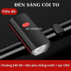 Đèn Xe Đạp Thể Thao Nhiều Chế Độ Sáng Có Còi Pin Sạc USb Led T6 Chống Nước