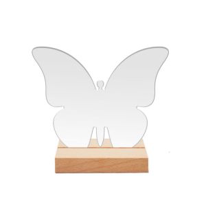 ANGCHI ทำจากไม้ โปร่งใสโปร่งใส โต๊ะวางบัตร สำหรับการตกแต่งงานแต่งงาน พร้อมฐานรอง ถอดออกได้ ที่ตั้งแสดงการ์ด ป้ายหมายเลขโต๊ะ กรอบแสดงเมนู แผ่นหมายเลขโต๊ะ