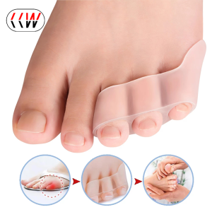 CCW 1Pair=2pcs Transparent Silicone Gel Straightener Pain Relief Toe Protector Three-Hole Little Toe Bunion Foot Care Tools